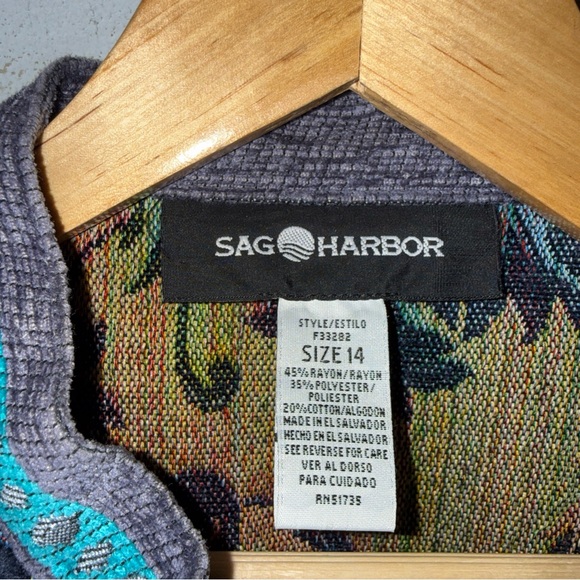 Vintage Sag Harbor Tapestry Jacket / Blazer Paisley Color Block EUC 14 - Picture 3 of 5